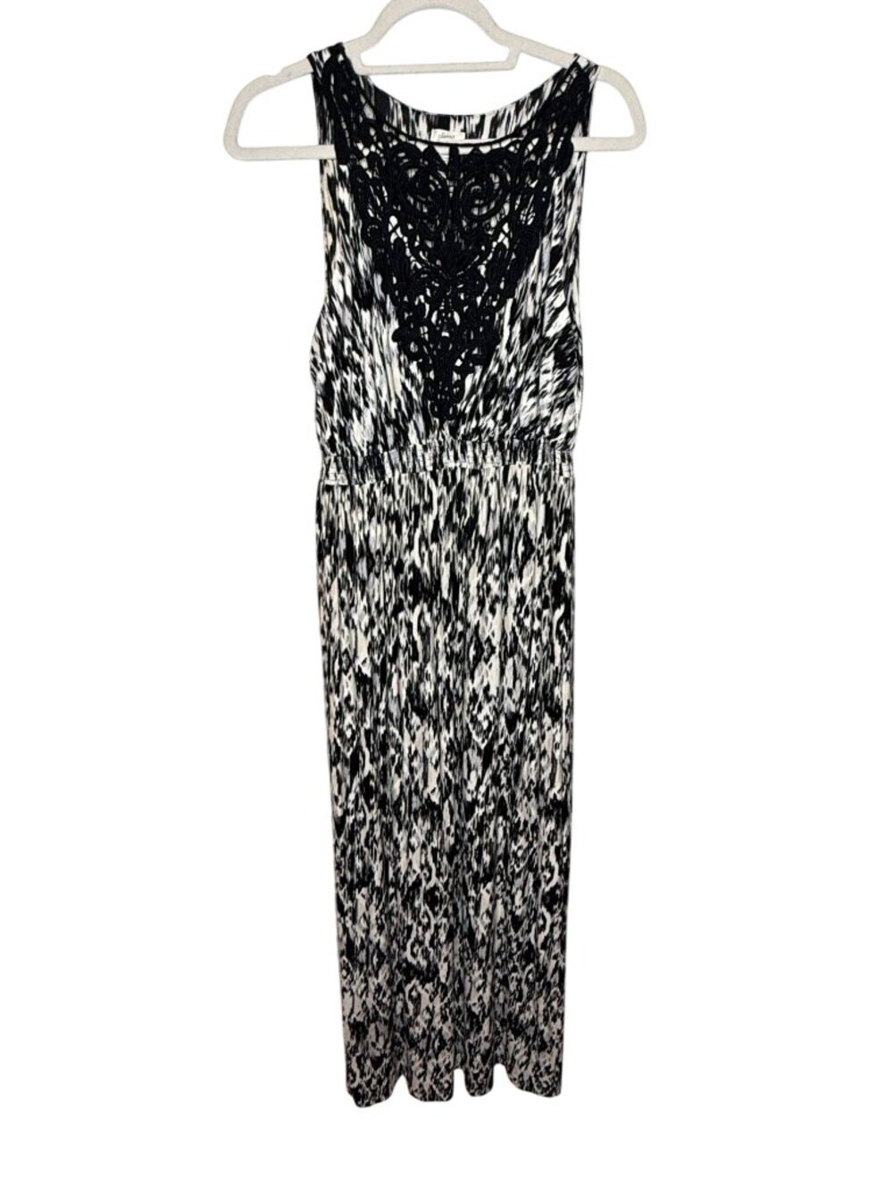 Soma Black White Lace Detail Maxi Dress Small Long